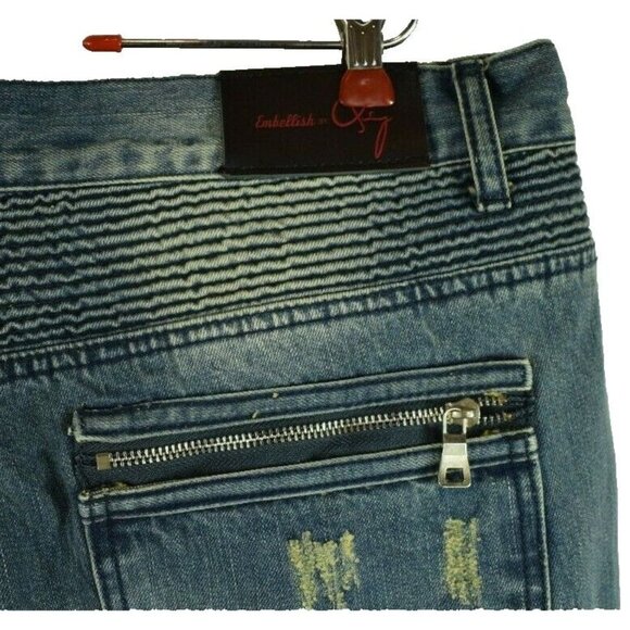 Embellish Mens 38 x 34 Distressed Blue Biker Jeans New with Tags - Picture 7 of 7